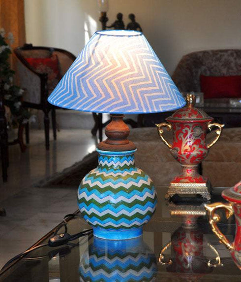Turquoise and Green Table Lamp (Without Lampshade)